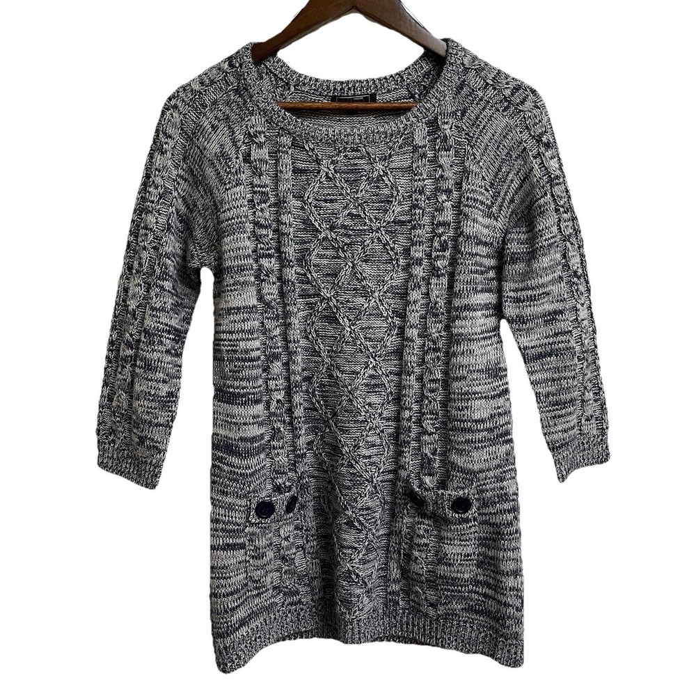Creazioni Effeci Cable Knit Sweater Womens Medium Blue White Excellent